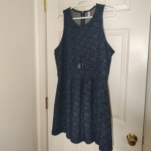 Navy Sleeveless Dress with Keyhole Detail